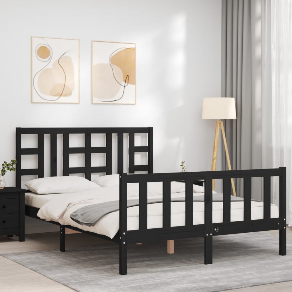 vidaXL Bed Frame without Mattress Black 160x200 cm Solid Wood Pine