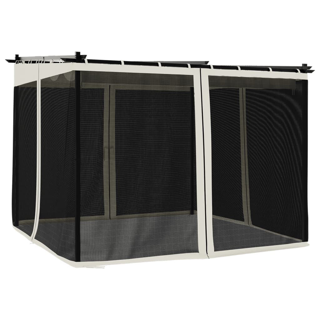 vidaXL Gazebo with Mesh Walls Cream 3x3 m Steel