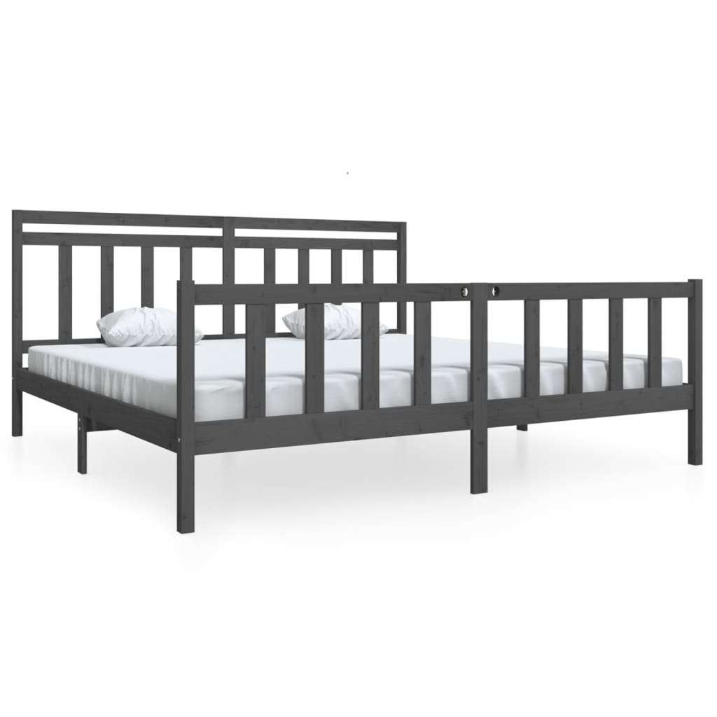 vidaXL Bed Frame without Mattress Grey Solid Wood 200x200 cm (810104+814116)