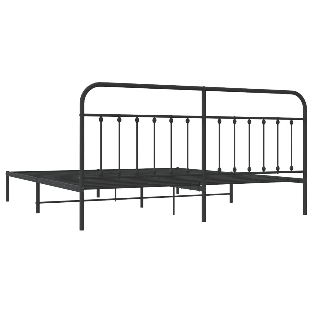 vidaXL Metal Bed Frame without Mattress with Headboard Black 193x203 cm