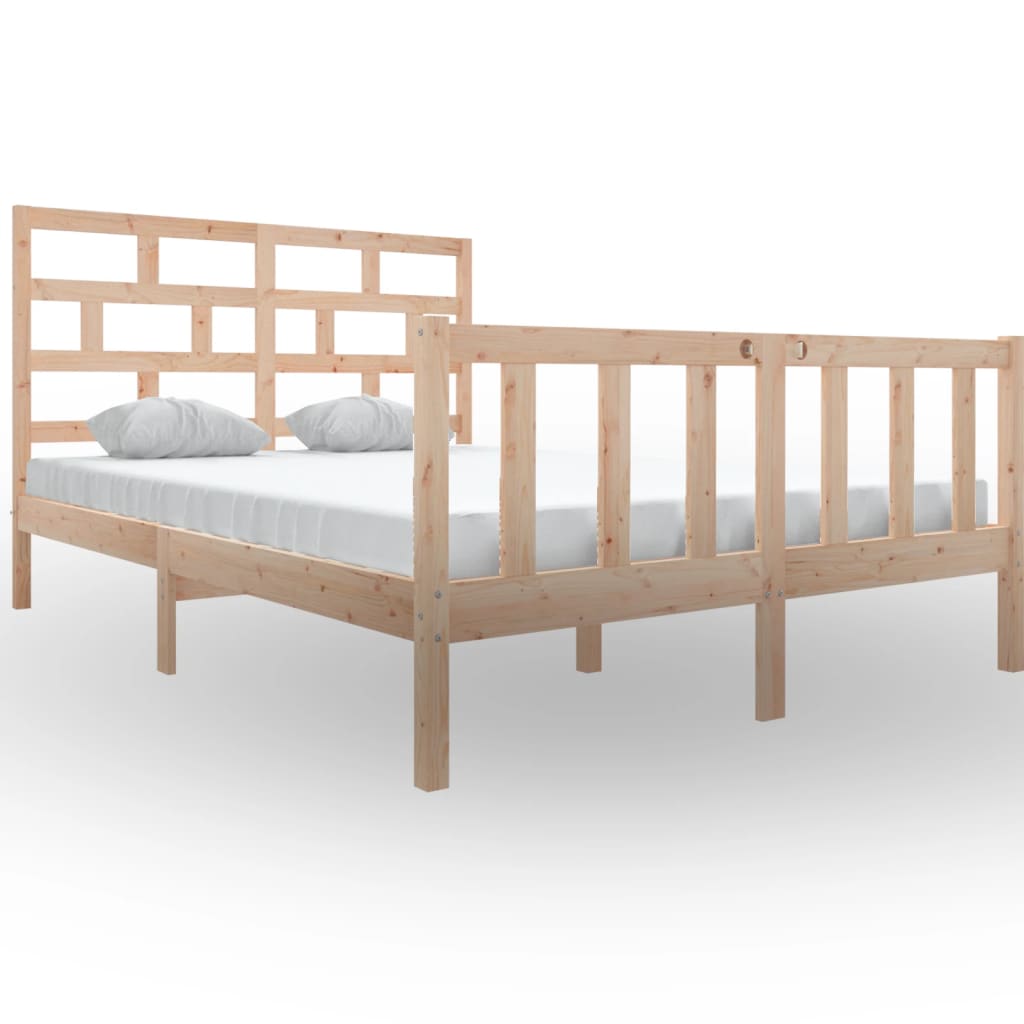 vidaXL Bed Frame without Mattress Solid Wood Pine King Size