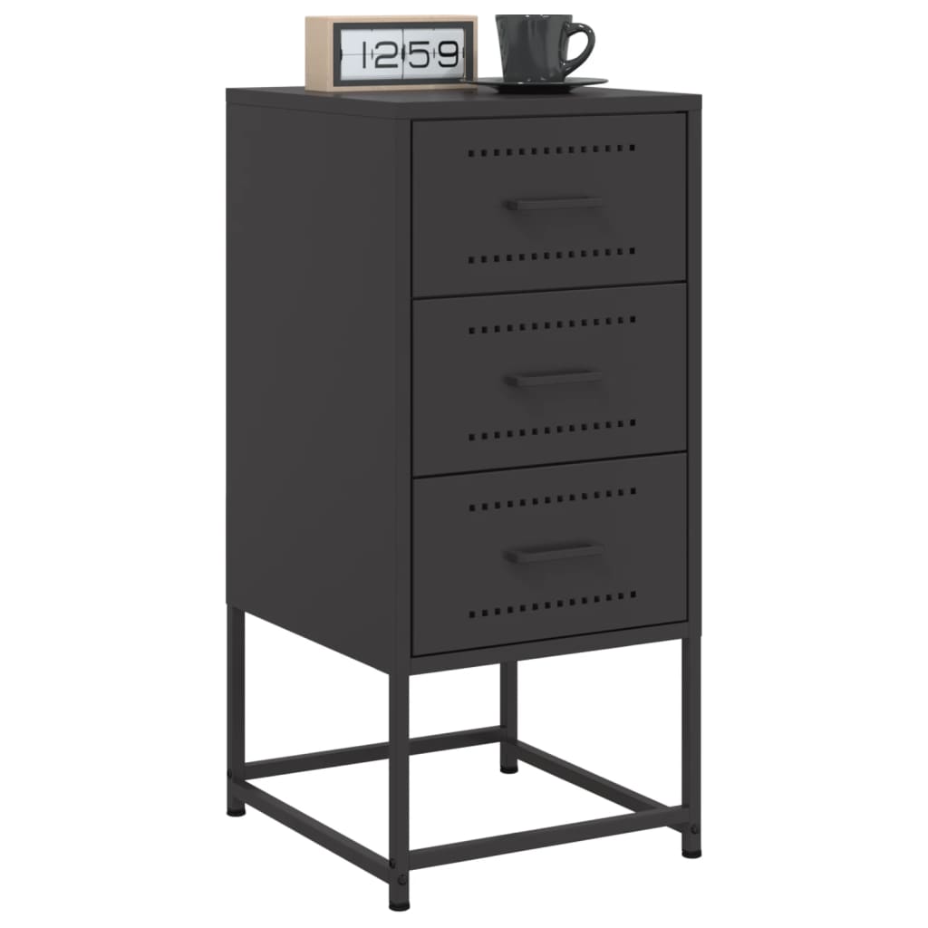 vidaXL Bedside Cabinets 2 pcs Black 36x39x78 cm Steel