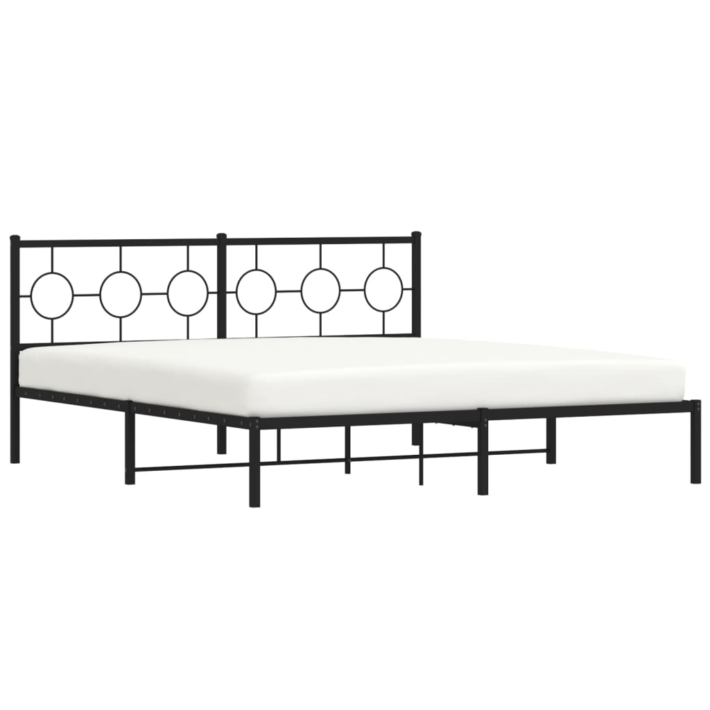 vidaXL Metal Bed Frame without Mattress with Headboard Black 183x213 cm