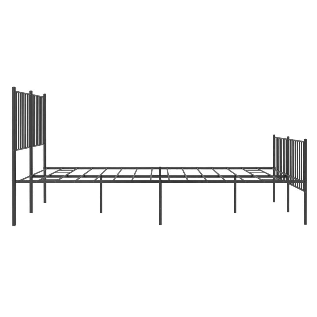 vidaXL Metal Bed Frame without Mattress with Footboard Black 135x190 cm Double