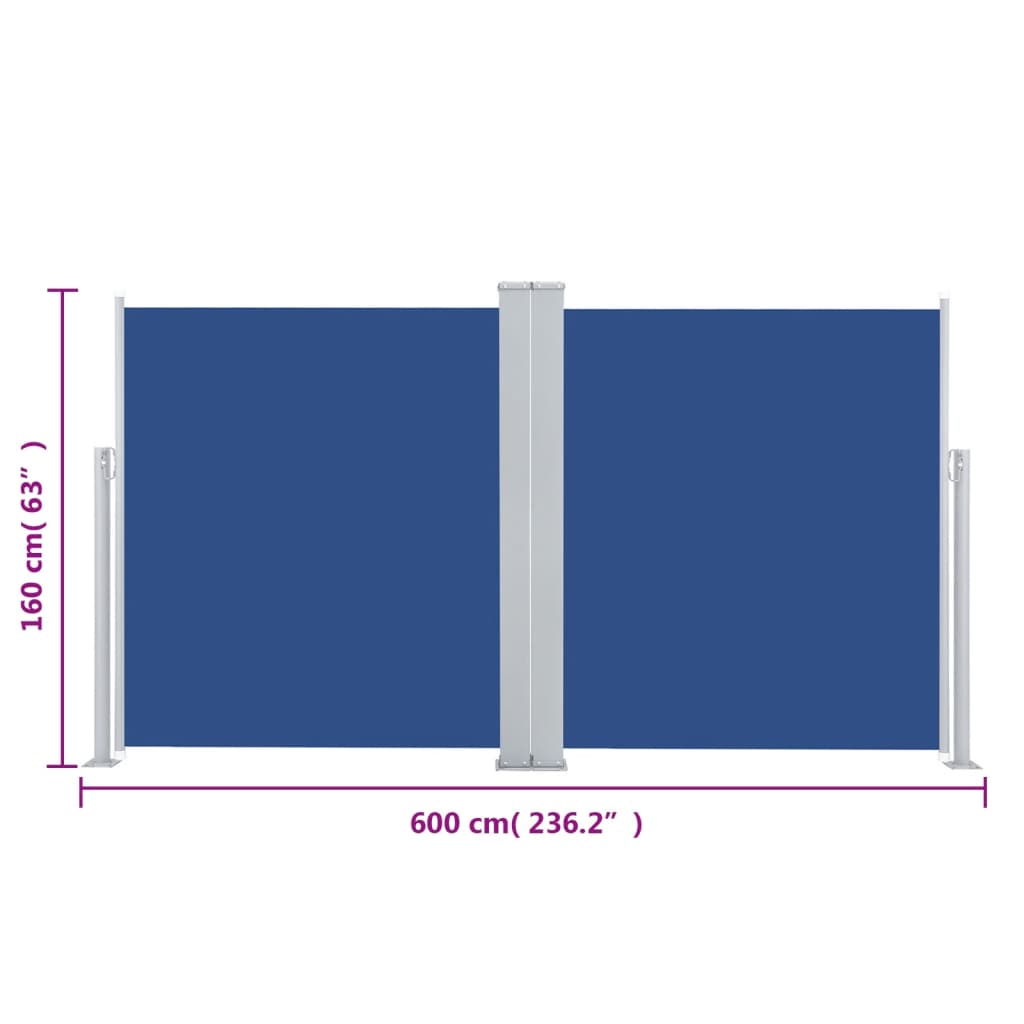 vidaXL Retractable Side Awning Blue 160x600 cm