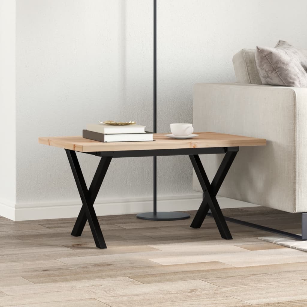 vidaXL Coffee Table X-Frame 80x50x40.5 cm Solid Wood Pine and Cast Iron