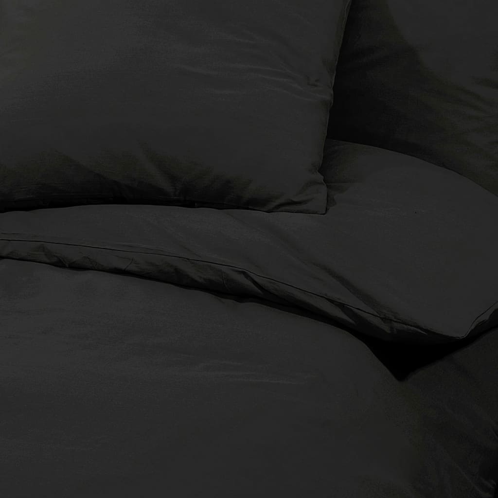 vidaXL Duvet Cover Set Black 240x220 cm Cotton