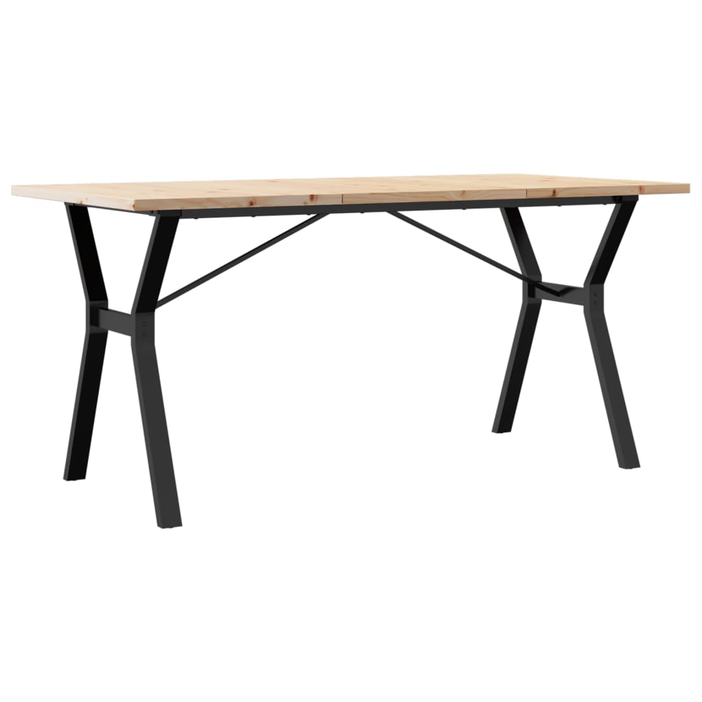 vidaXL Dining Table Y-Frame 160x80x75.5 cm Solid Wood Pine and Cast Iron