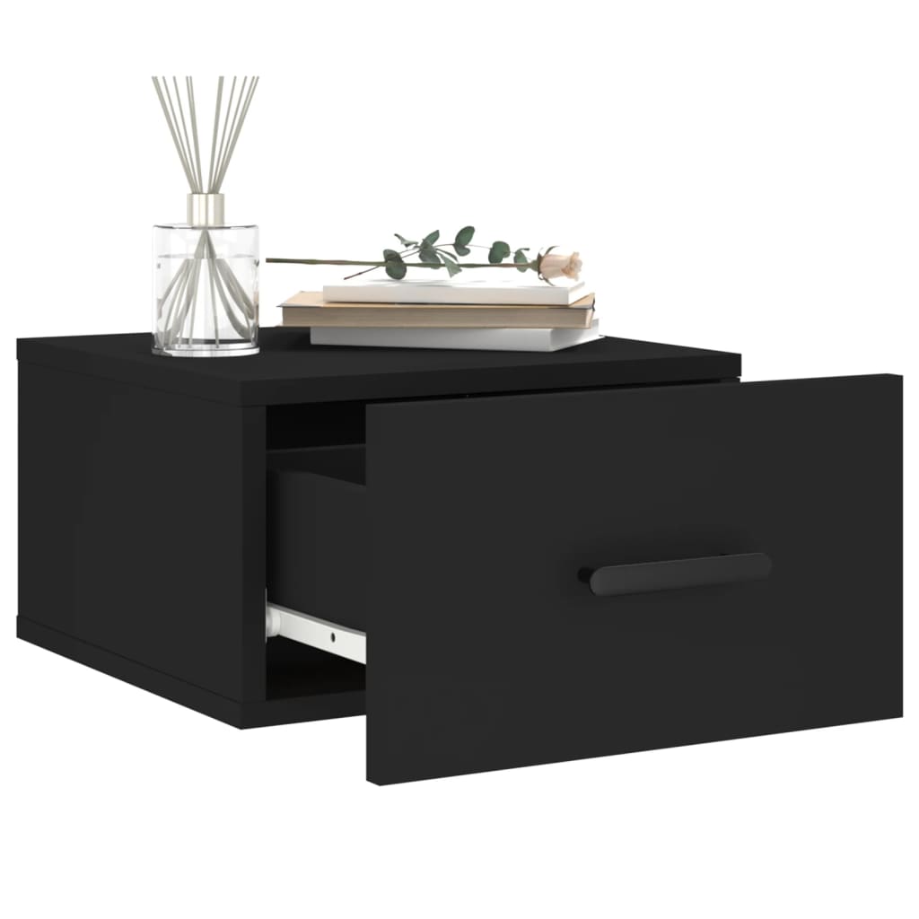 vidaXL Wall-mounted Bedside Cabinet Black 35x35x20 cm