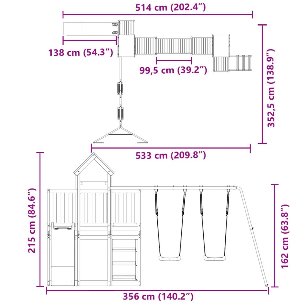 vidaXL Outdoor Playset Impregnated Wood Pine