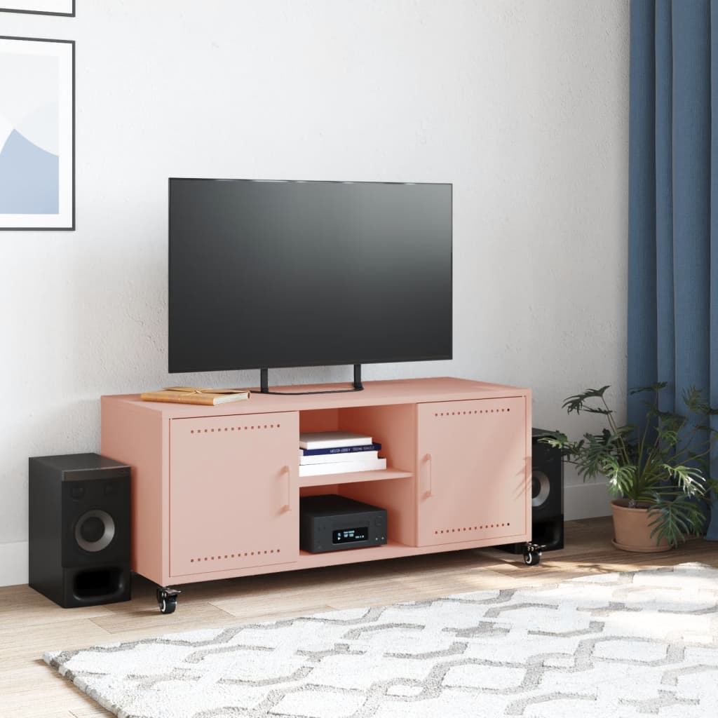 vidaXL TV Cabinet Pink 100.5x39x43.5 cm Steel