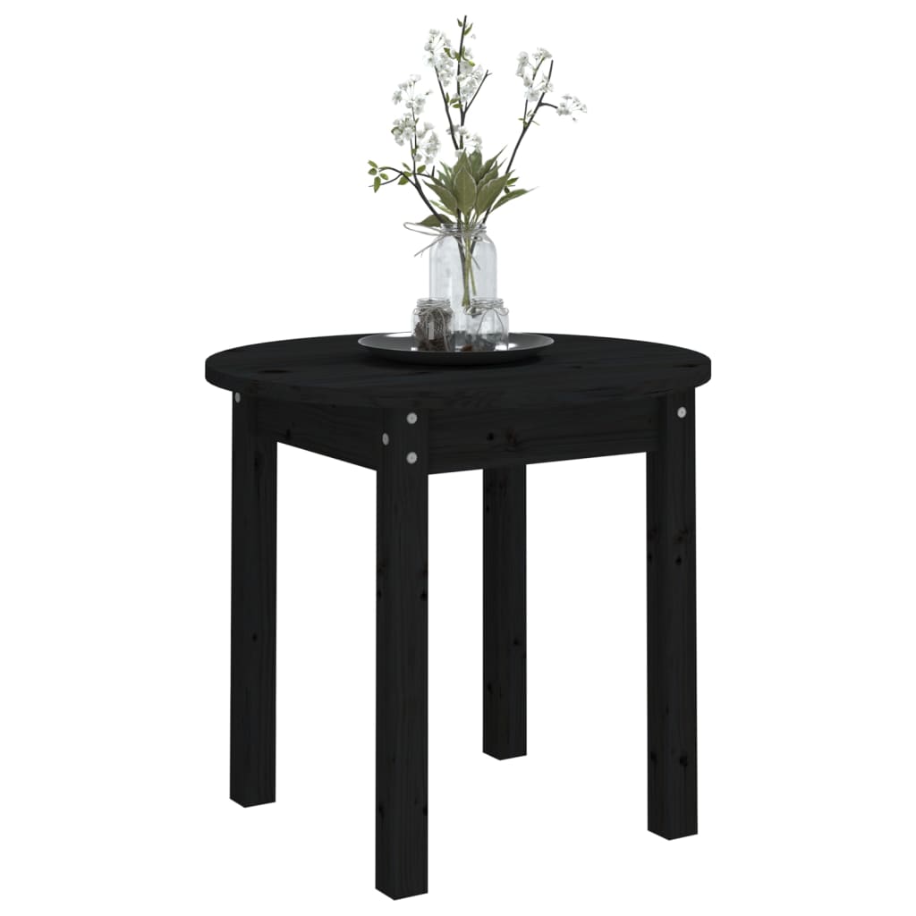 vidaXL Coffee Table Black Ø 45x40 cm Solid Wood Pine