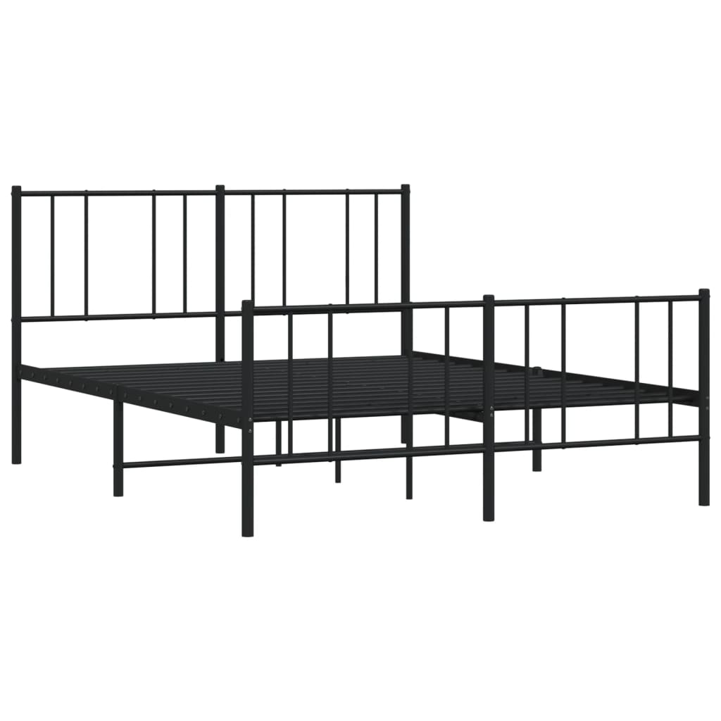 vidaXL Metal Bed Frame without Mattress with Footboard Black 120x200 cm