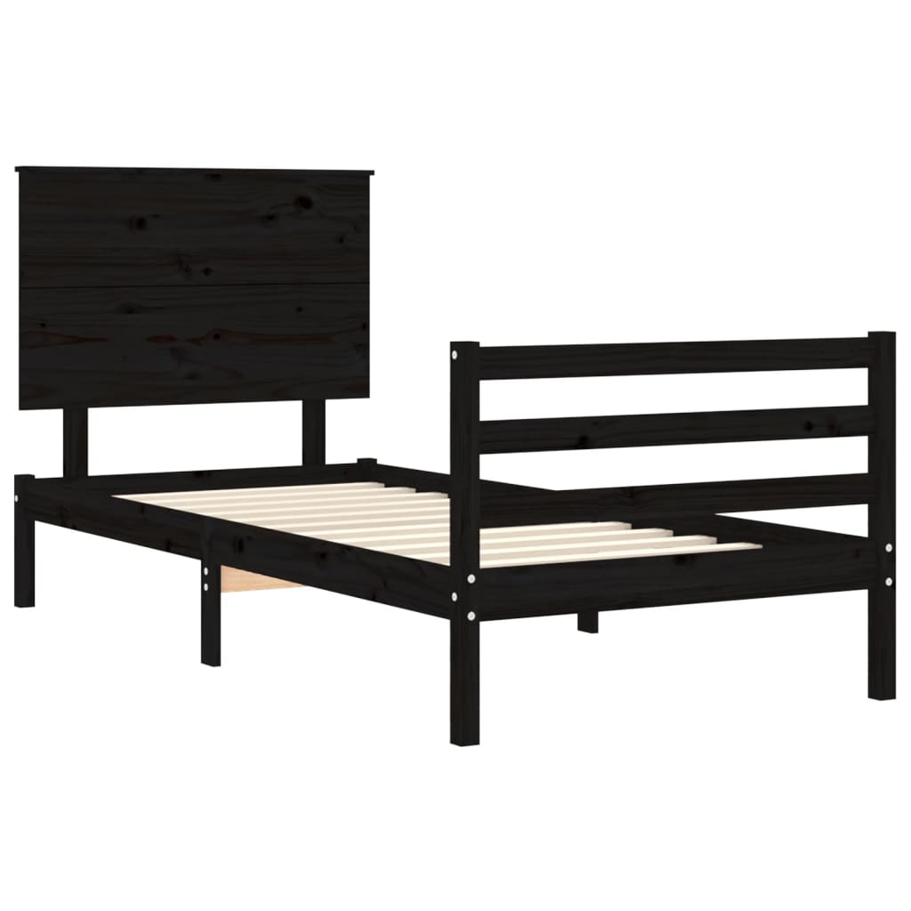 vidaXL Bed Frame without Mattress Black 100x200 cm Solid Wood