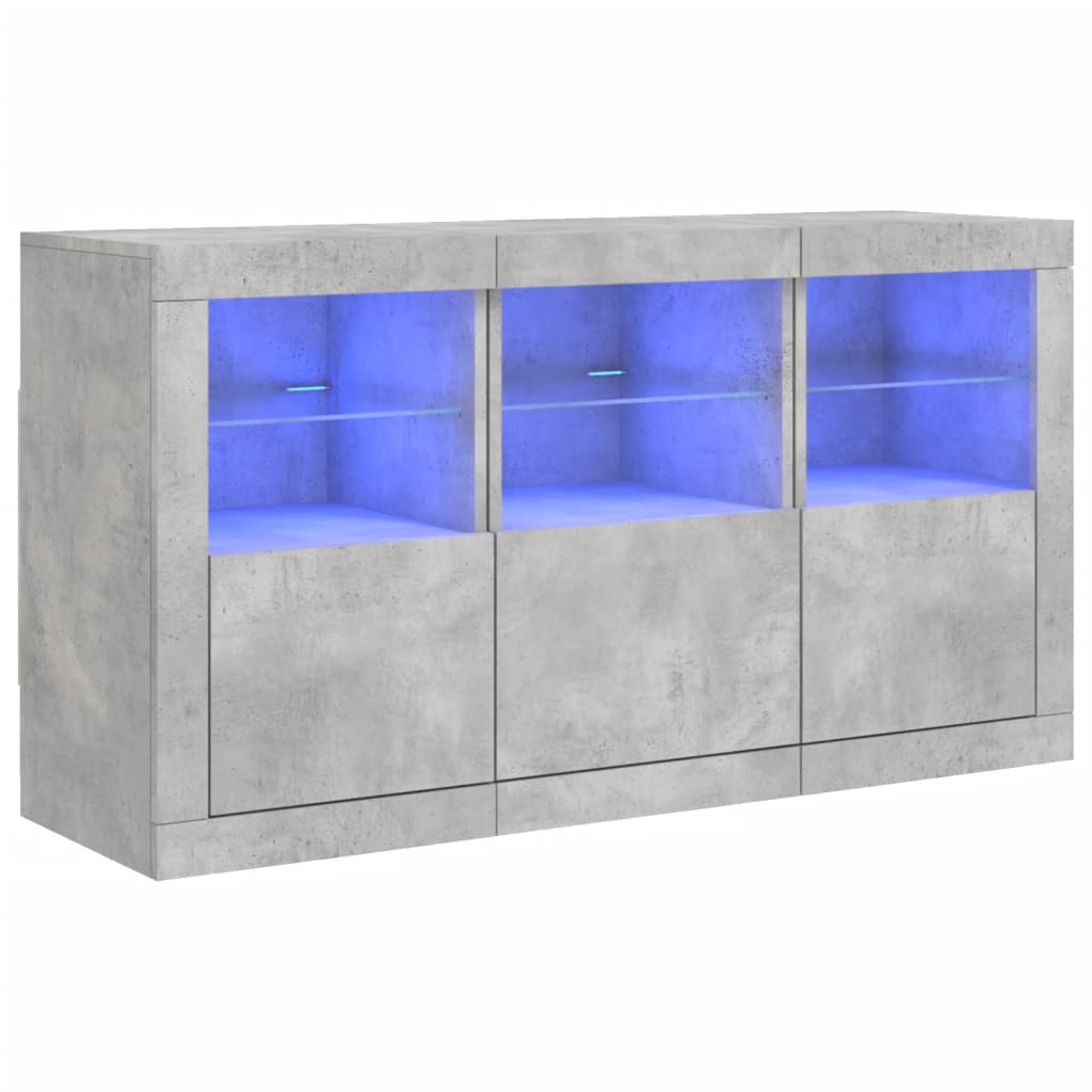 vidaXL Sideboard with LED Lights Concrete Grey 123x37x67 cm