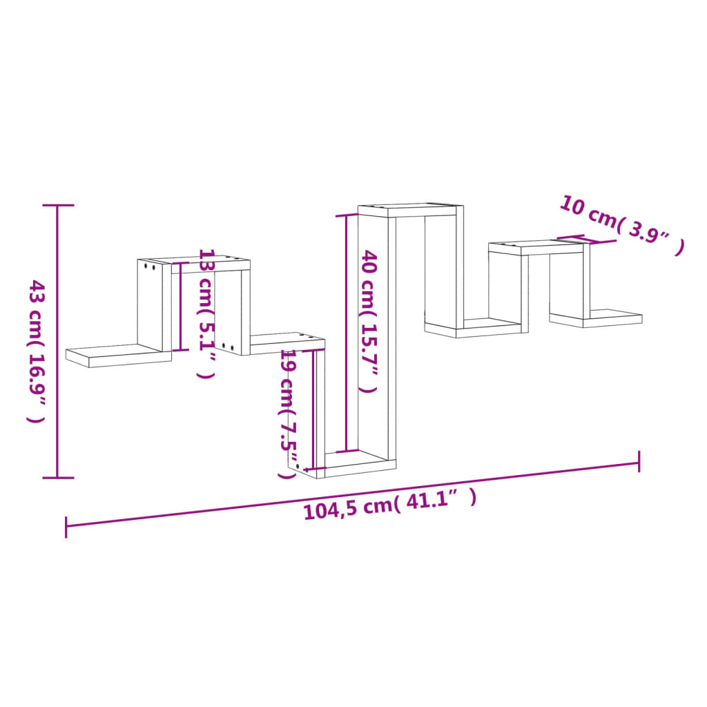 vidaXL Wall Shelf Smoked Oak 104.5x10x43 cm Engineered Wood