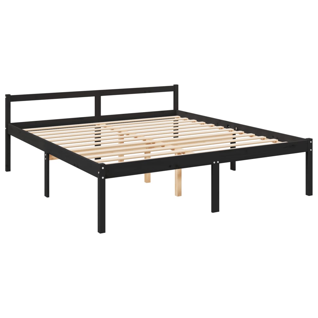 vidaXL Senior Bed without Mattress Black 200x200 cm Solid Wood