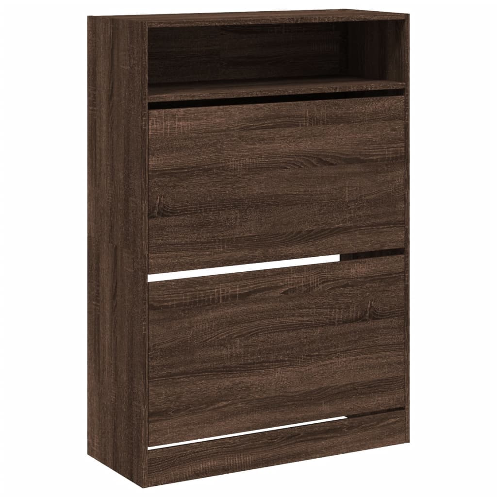 vidaXL Shoe Cabinet with 2 Flip-Drawers Brown Oak 80x34x116 cm