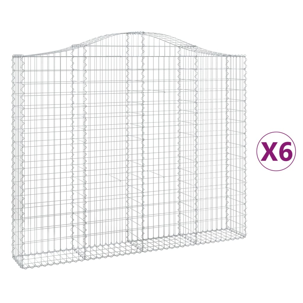 vidaXL Arched Gabion Baskets 6 pcs 200x30x160/180 cm Galvanised Iron