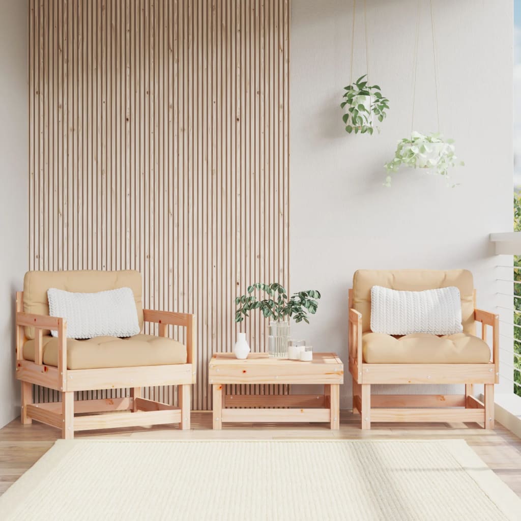 vidaXL Garden Chairs with Cushions 2 pcs Solid Wood Pine