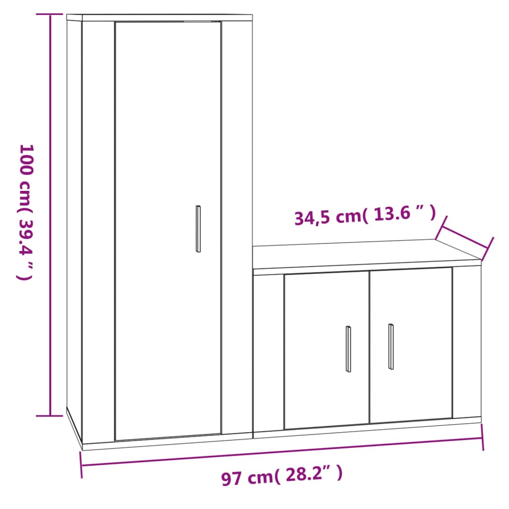 vidaXL 2 Piece TV Cabinet Set Sonoma Oak Engineered Wood