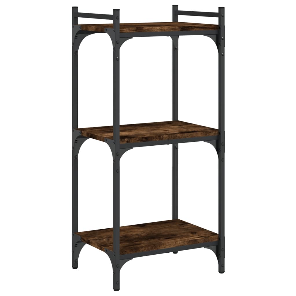 vidaXL Bookcase 3-Tier Smoked Oak 40x30x86 cm Engineered Wood