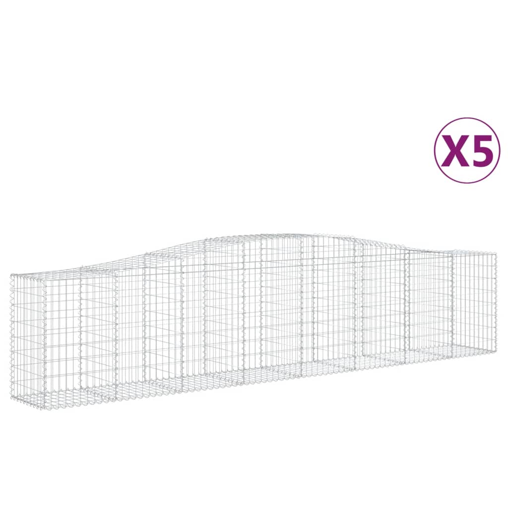 vidaXL Arched Gabion Baskets 5 pcs 400x50x80/100 cm Galvanised Iron