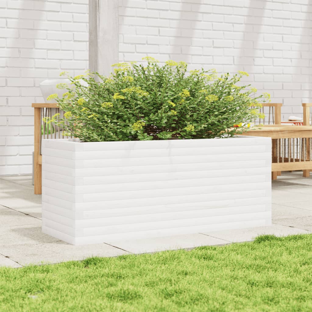 vidaXL Garden Planter White 110x40x46 cm Solid Wood Pine