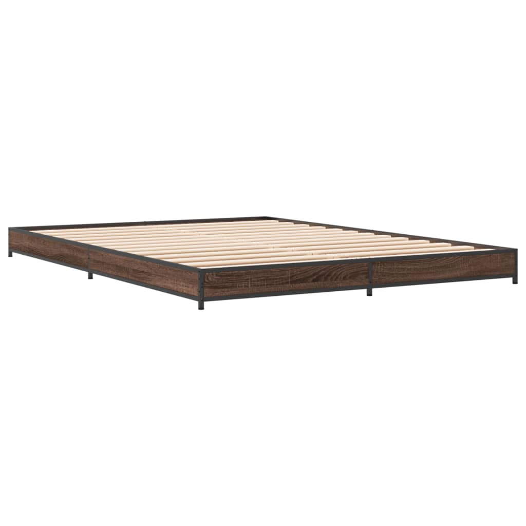 vidaXL Bed Frame without Mattress Brown Oak 140x200 cm