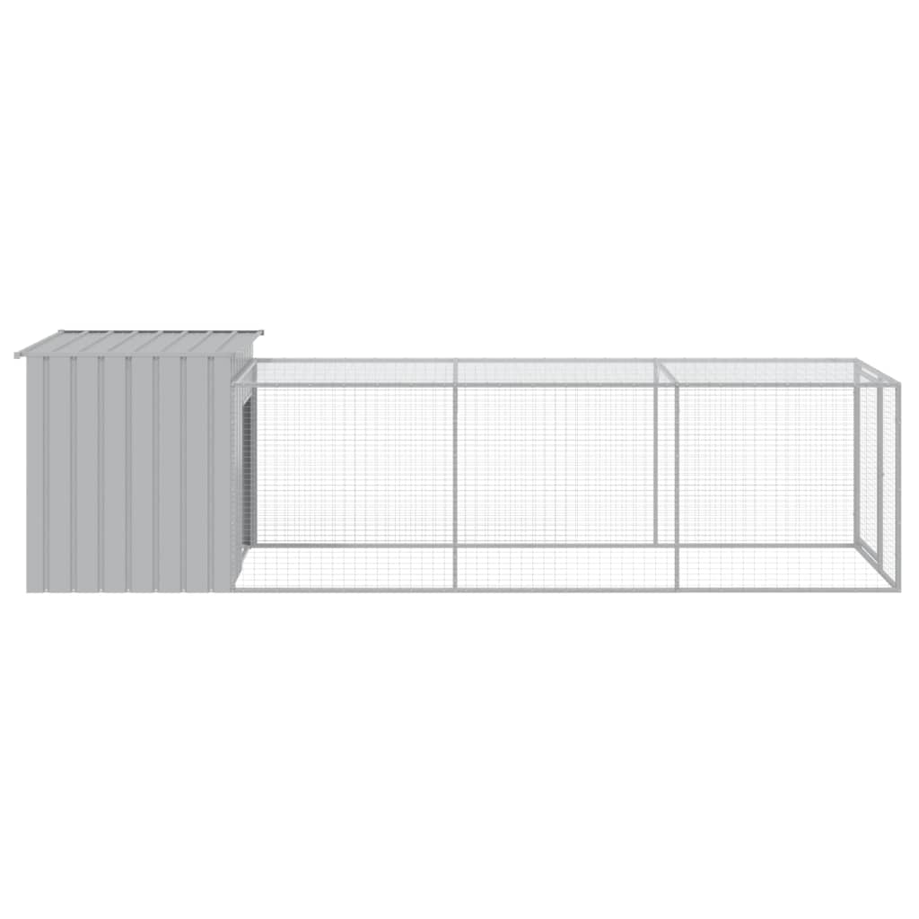 vidaXL Chicken Cage with Run Light Grey 110x405x110 cm Galvanised Steel