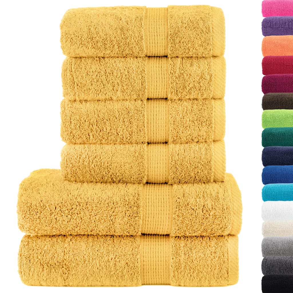 vidaXL 6 Piece Premium Towel Set SOLUND Gold 600 gsm