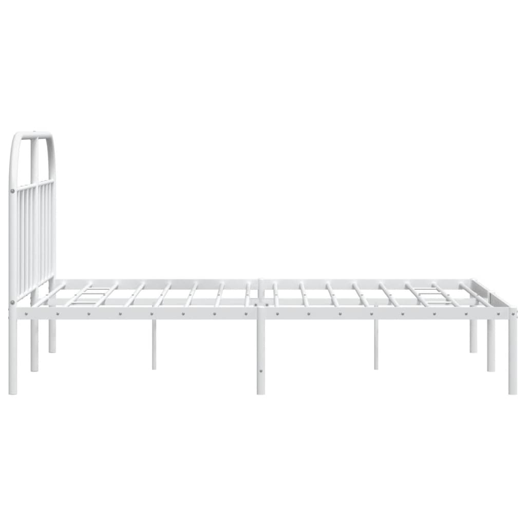 vidaXL Metal Bed Frame without Mattress with Headboard White 183x213 cm