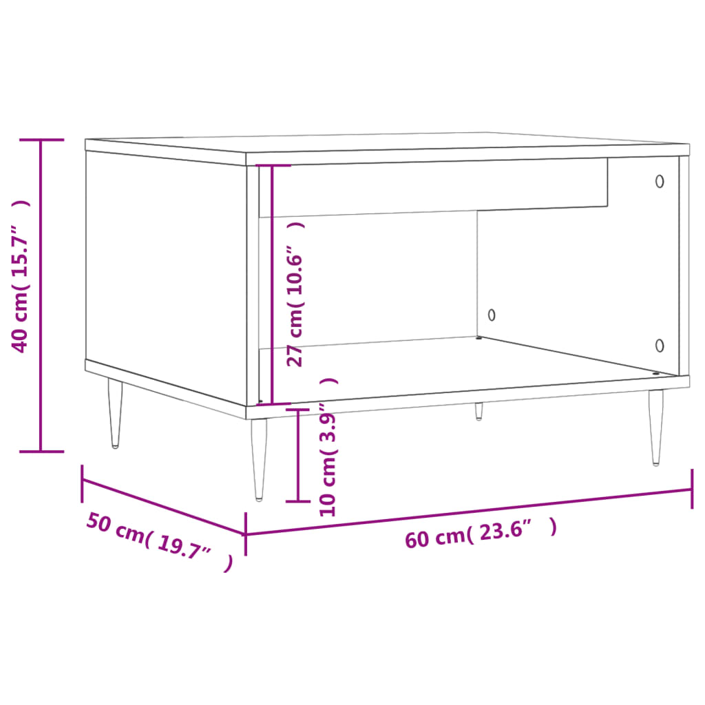 vidaXL Coffee Table High Gloss White 60x50x40 cm Engineered Wood