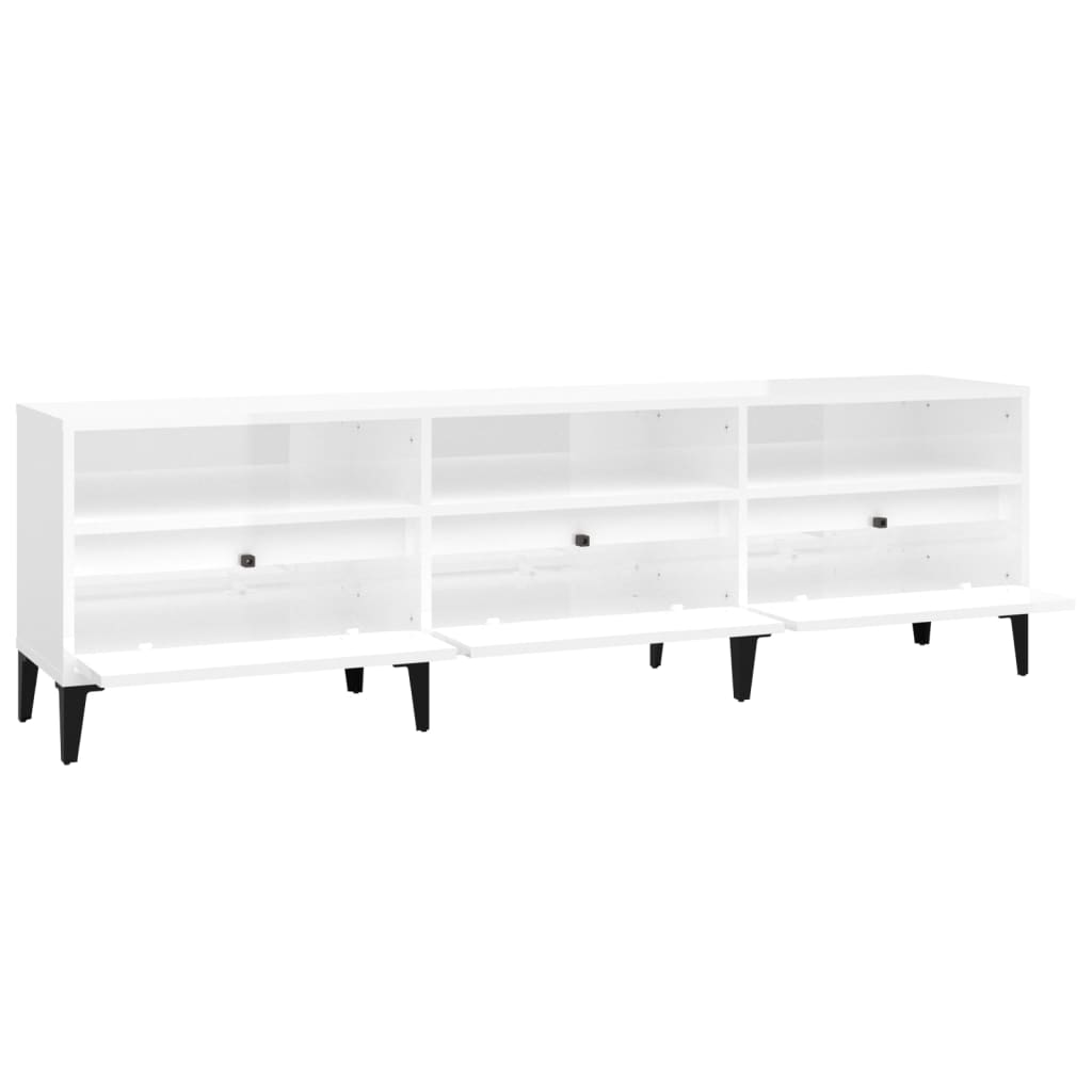 vidaXL TV Cabinet High Gloss White 150x30x44.5 cm Engineered Wood