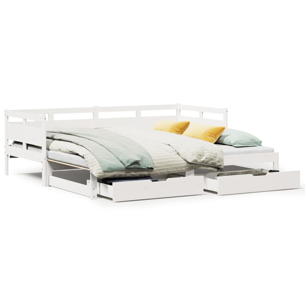 vidaXL Daybed with Trundle and Drawers without Mattress White 80x200 cm