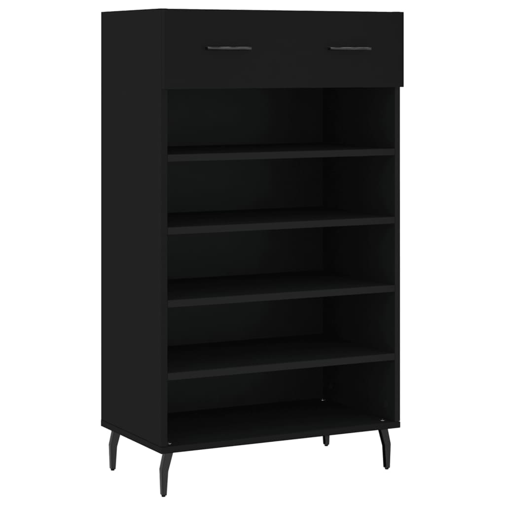 vidaXL Shoe Cabinet Black 60x35x105 cm Engineered Wood