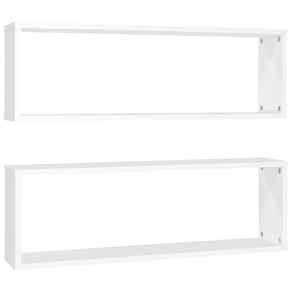 vidaXL Wall Cube Shelf 2 pcs White 80x15x26.5 cm Engineered Wood