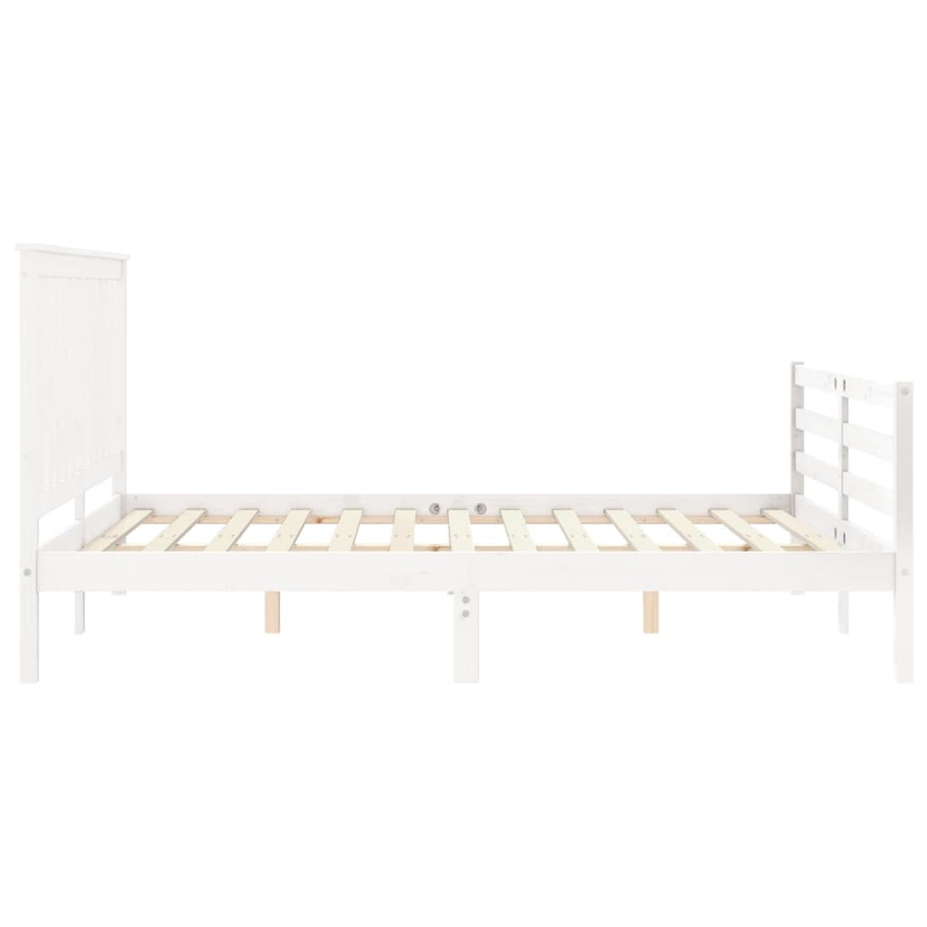 vidaXL Bed Frame without Mattress White King Size Solid Wood