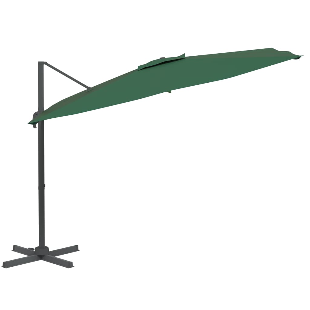 vidaXL Cantilever Garden Parasol with Aluminium Pole Green 300x300 cm