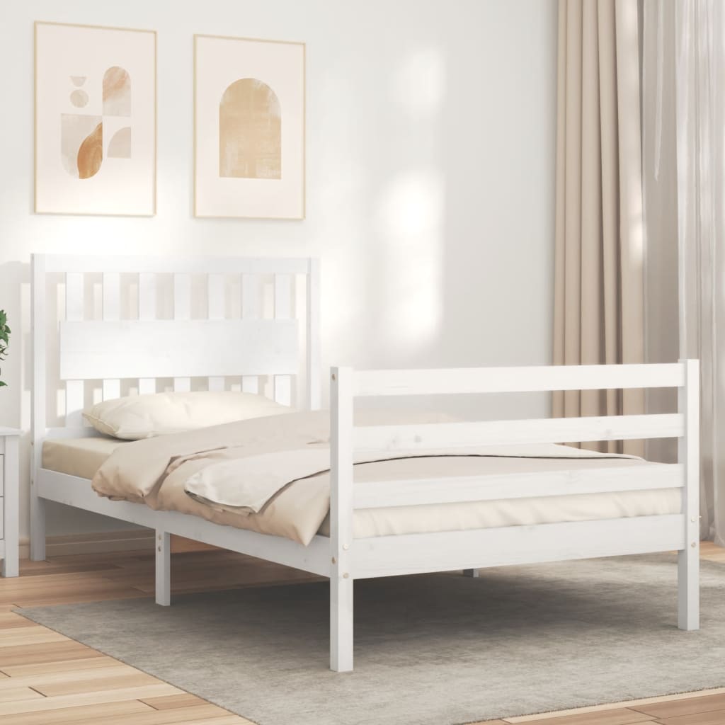 vidaXL Bed Frame without Mattress White 100x200 cm Solid Wood