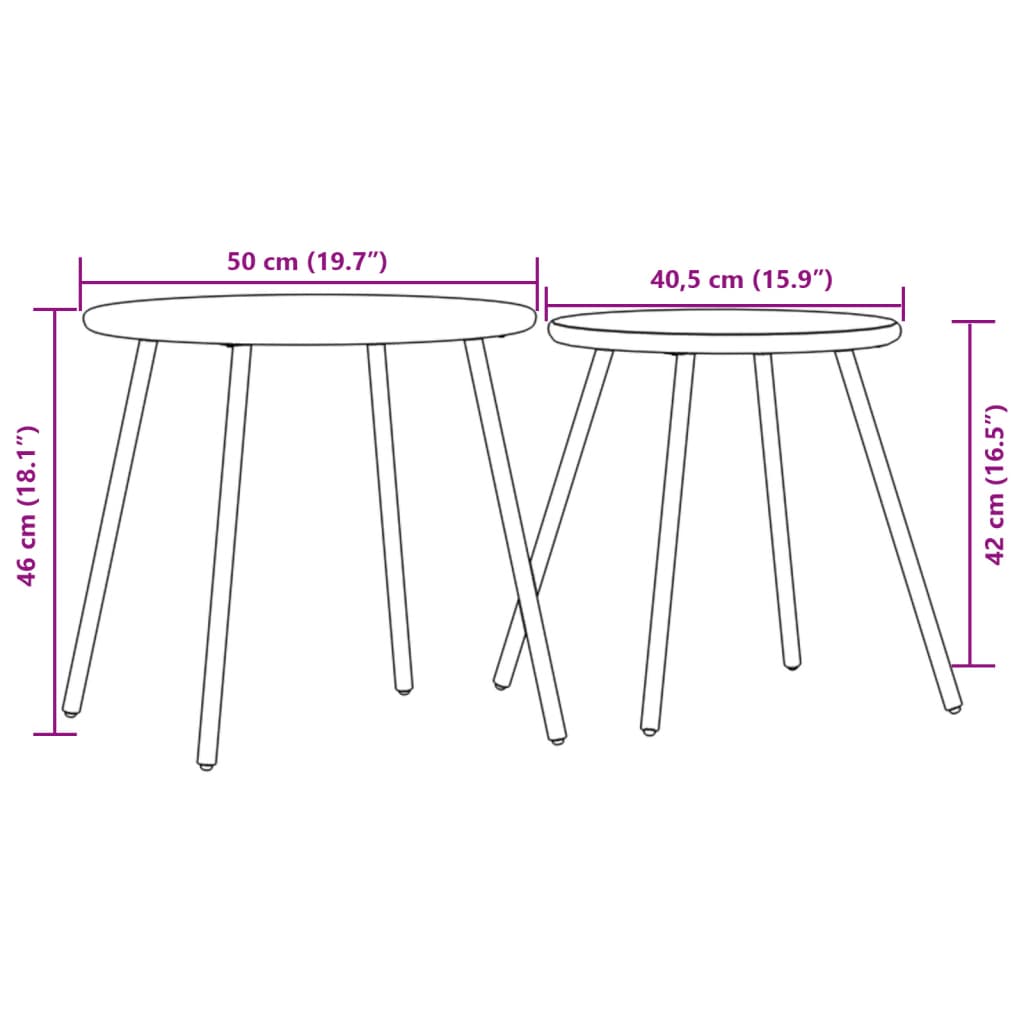 vidaXL Garden Coffee Tables 2 pcs Round Black Powder-coated Steel