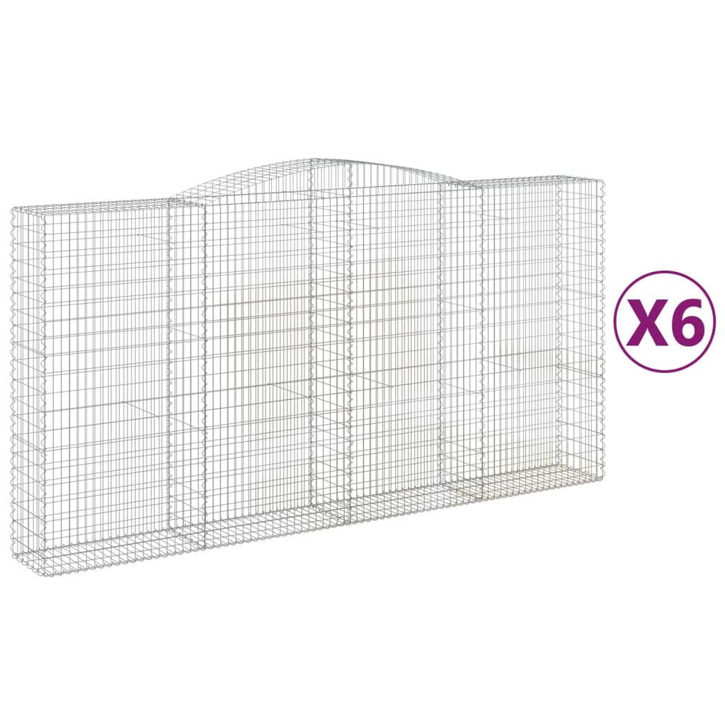 vidaXL Arched Gabion Baskets 6 pcs 400x50x200/220 cm Galvanised Iron