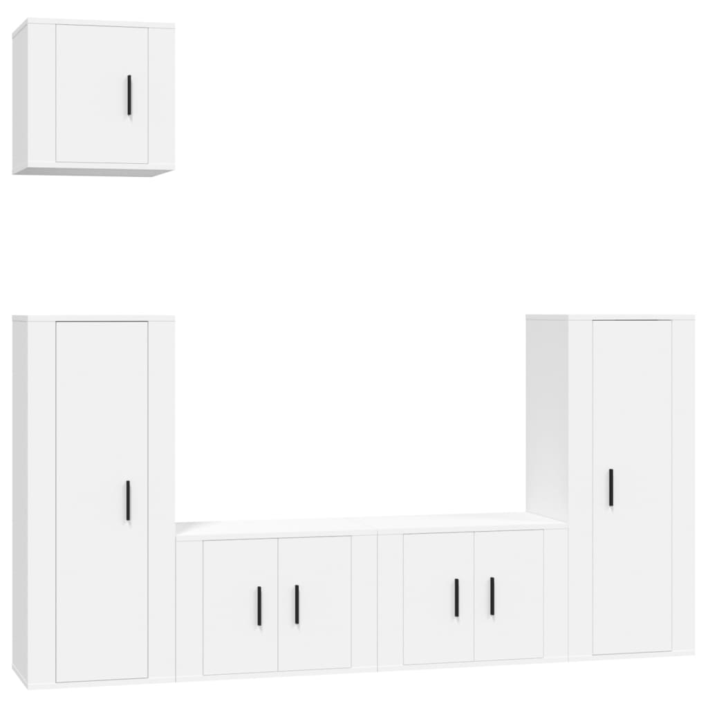 vidaXL 5 Piece TV Cabinet Set White Engineered Wood