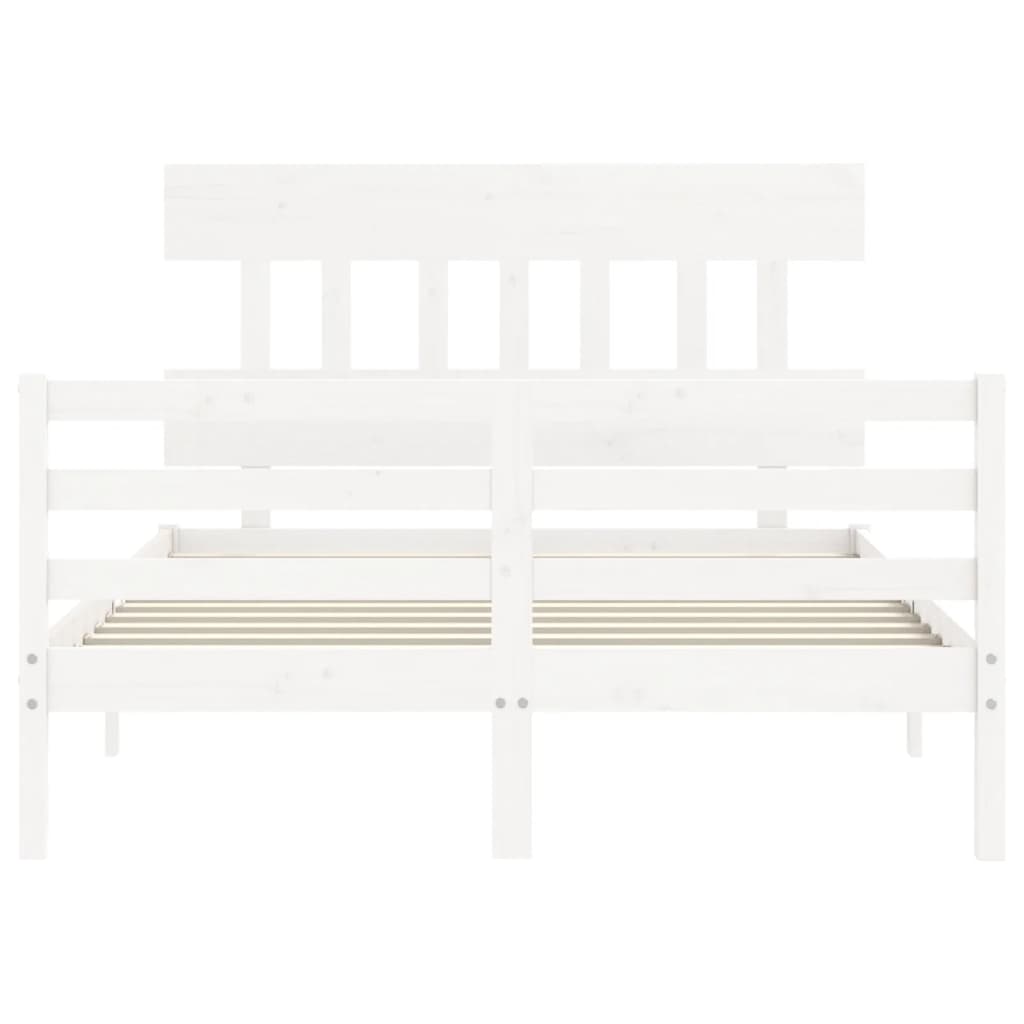 vidaXL Bed Frame without Mattress White Double Solid Wood