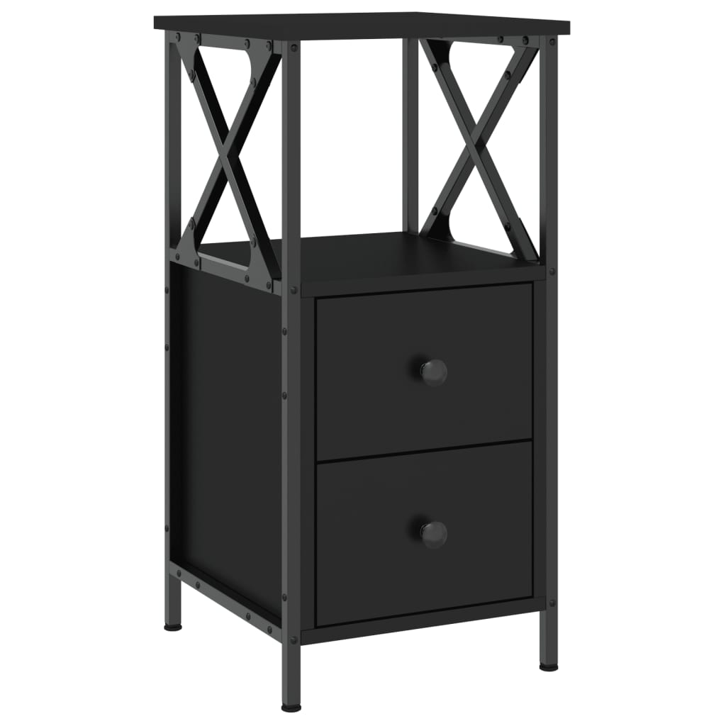 vidaXL Bedside Cabinet Black 34x35.5x70 cm Engineered Wood