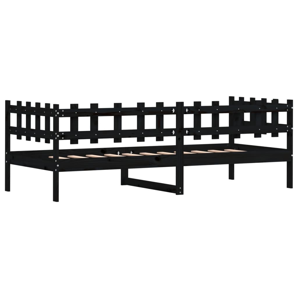 vidaXL Day Bed without Mattress Black 90x200 cm Solid Wood Pine