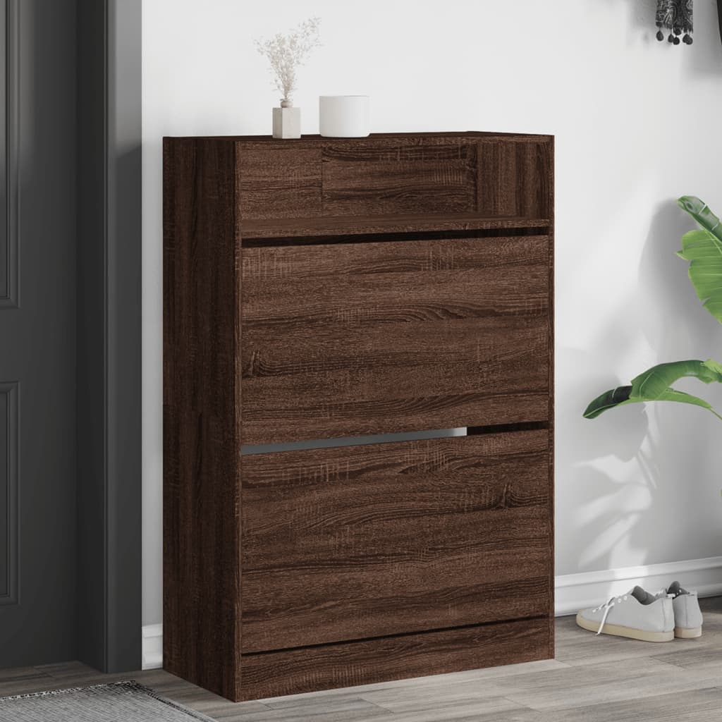 vidaXL Shoe Cabinet with 2 Flip-Drawers Brown Oak 80x34x116 cm