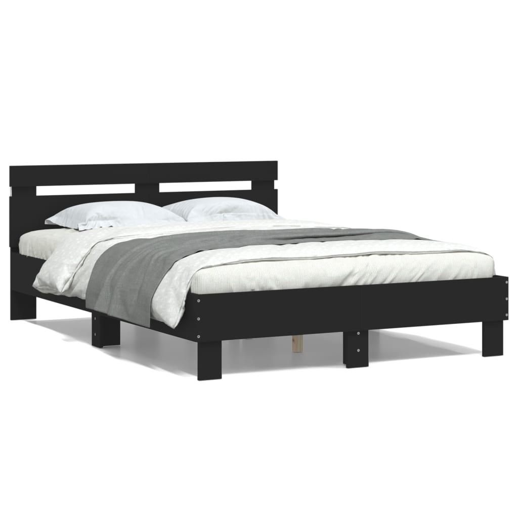 vidaXL Bed Frame with LED without Mattress Black 135x190 cm Double