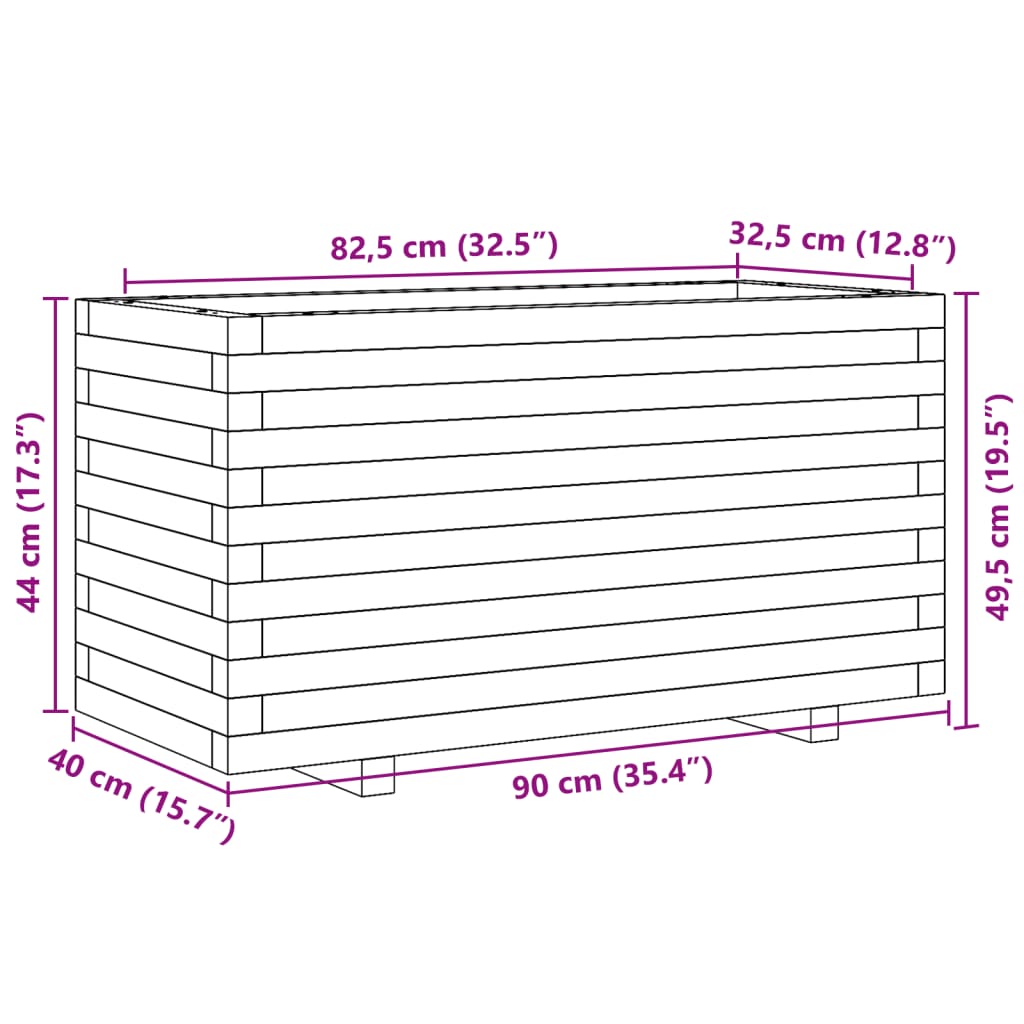 vidaXL Garden Planter 90x40x49.5 cm Impregnated Wood Pine