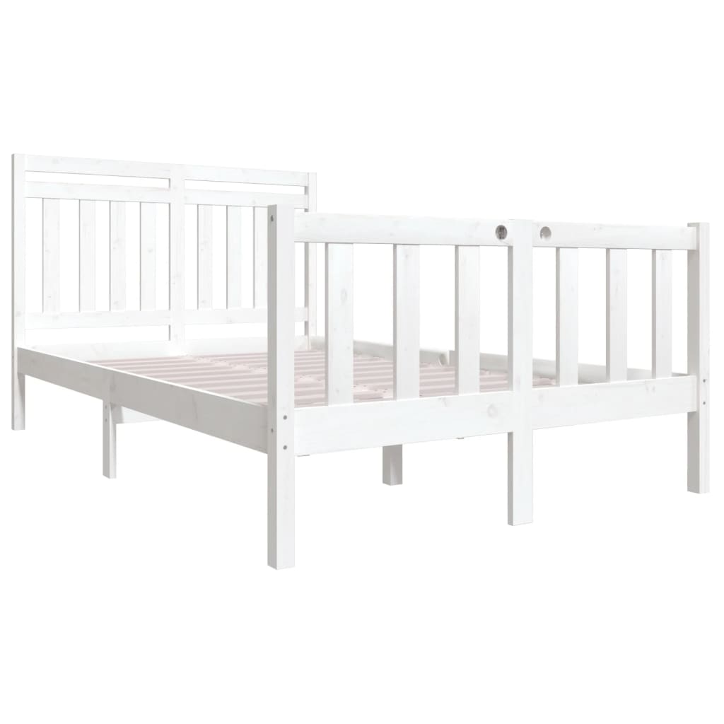 vidaXL Bed Frame without Mattress White Solid Wood 140x200 cm (810083+814095)